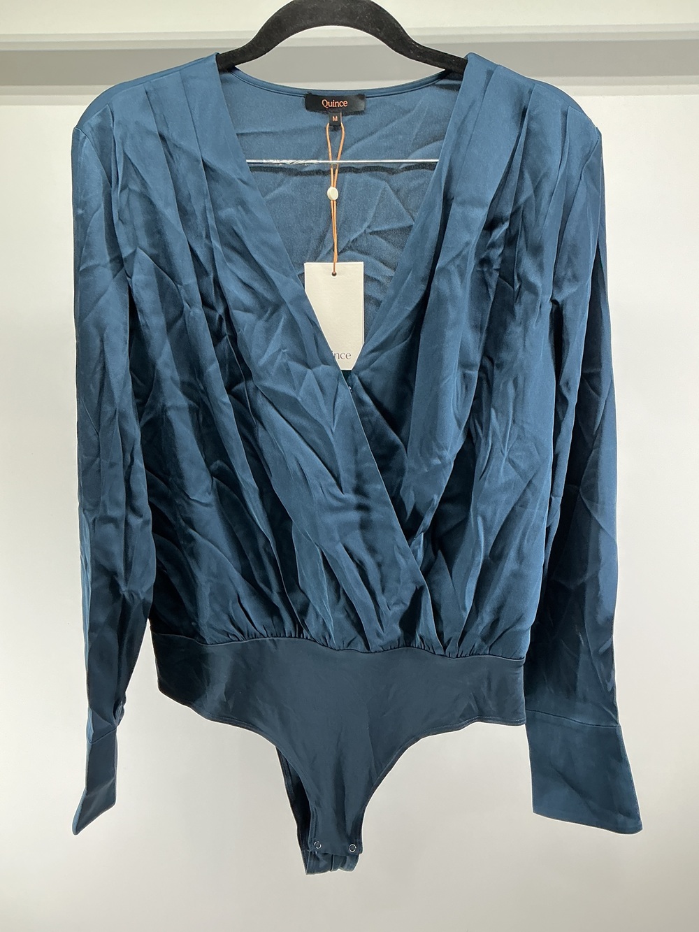 Washable Stretch Silk Surplice Bodysuit